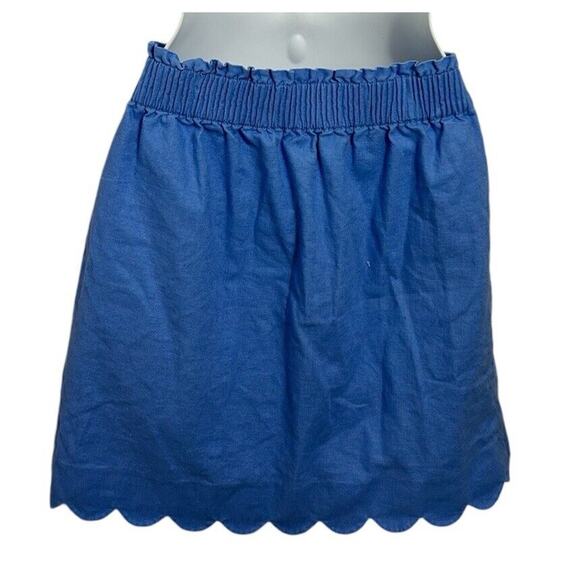 J. Crew Scalloped Hem Blue Linen Blend Women’s Skirt Size 2 Above the Knee - Picture 6 of 6